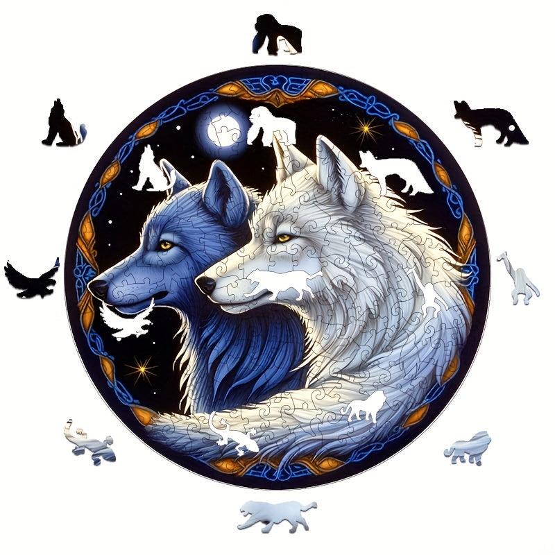 Double Wolf Jigsaw Special shaped Animal Puzzle Toy For Adults