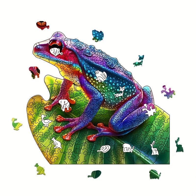 Frog On The Leaves Puzzle Animal Adult Decompression Round Difficult Toy