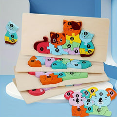 Wooden Animal Shape Puzzles for Kids 3+ Years