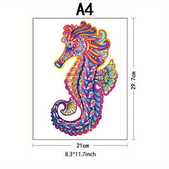 Seahorse Wooden Jigsaw Puzzle Unique Animals Shaped Wood Puzzles Perfect Gift