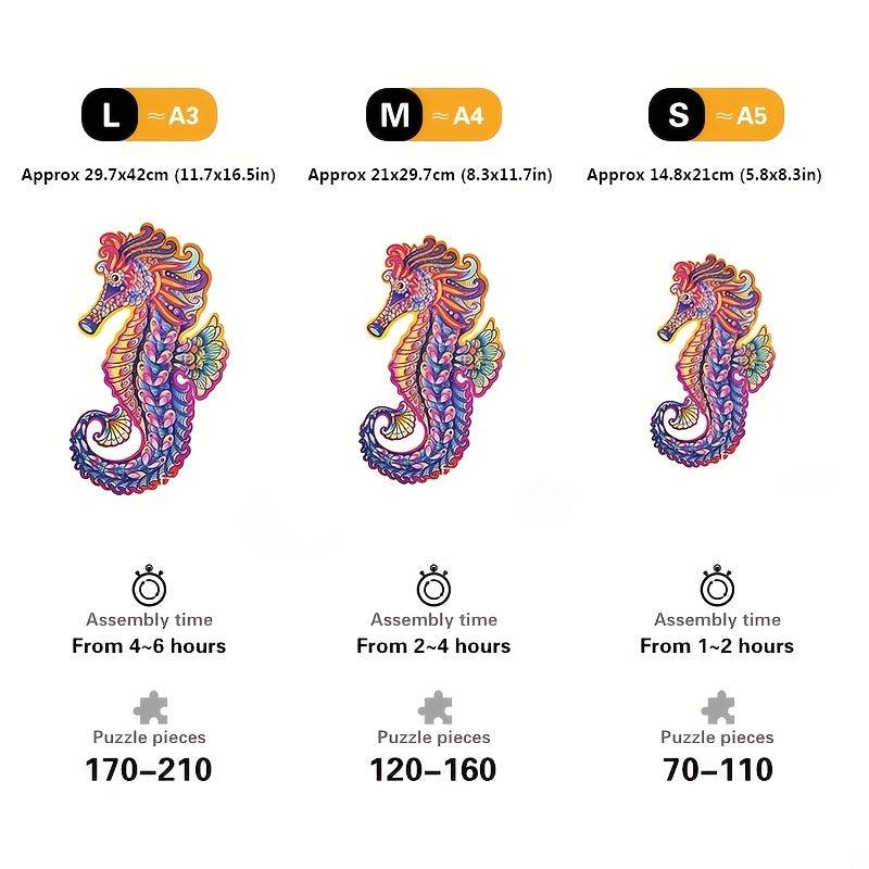 Seahorse Wooden Jigsaw Puzzle Unique Animals Shaped Wood Puzzles Perfect Gift