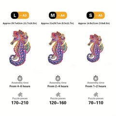 Seahorse Wooden Jigsaw Puzzle Unique Animals Shaped Wood Puzzles Perfect Gift