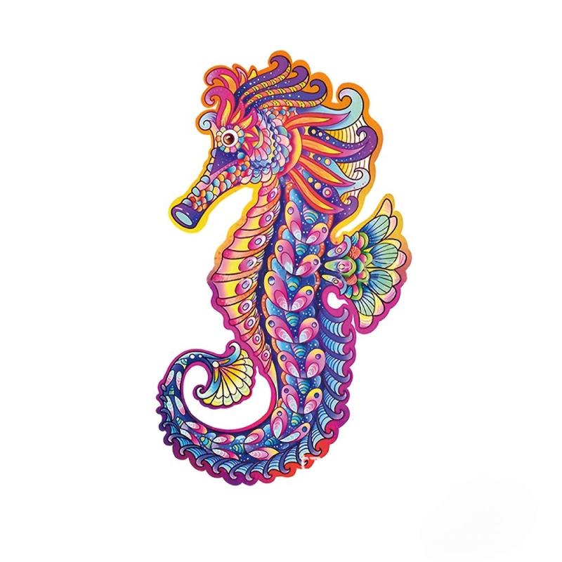 Seahorse Wooden Jigsaw Puzzle Unique Animals Shaped Wood Puzzles Perfect Gift