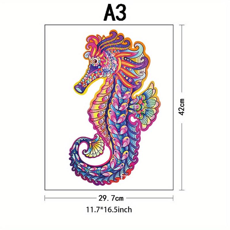 Seahorse Wooden Jigsaw Puzzle Unique Animals Shaped Wood Puzzles Perfect Gift