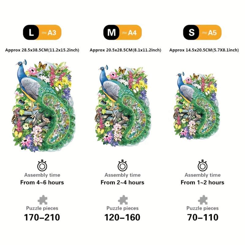 Peacock Wooden Jigsaw Puzzles Advanced Puzzle With Gift Package