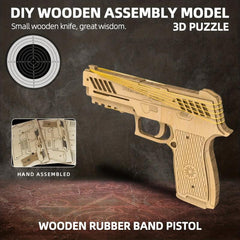 DIY Wooden 3D Assembled Model Rubber Band Pistol Toy