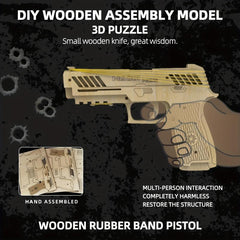DIY Wooden 3D Assembled Model Rubber Band Pistol Toy