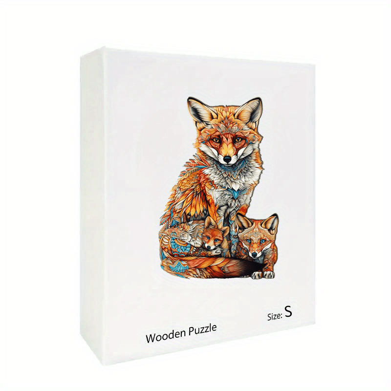 Wooden Puzzle Warm Fox Family Creative Shapes For Adults Children Party Games
