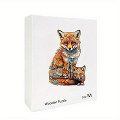 Wooden Puzzle Warm Fox Family Creative Shapes For Adults Children Party Games