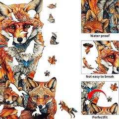 Wooden Puzzle Warm Fox Family Creative Shapes For Adults Children Party Games