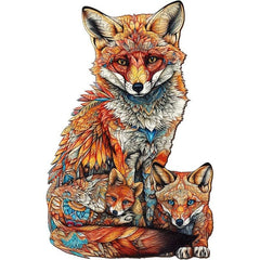 Wooden Puzzle Warm Fox Family Creative Shapes For Adults Children Party Games