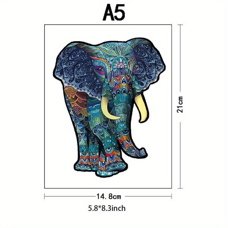 Wooden Elephant Jigsaw Puzzle Gift Package Unique Shaped Pieces