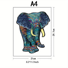 Wooden Elephant Jigsaw Puzzle Gift Package Unique Shaped Pieces