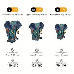 Wooden Elephant Jigsaw Puzzle Gift Package Unique Shaped Pieces