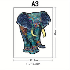 Wooden Elephant Jigsaw Puzzle Gift Package Unique Shaped Pieces