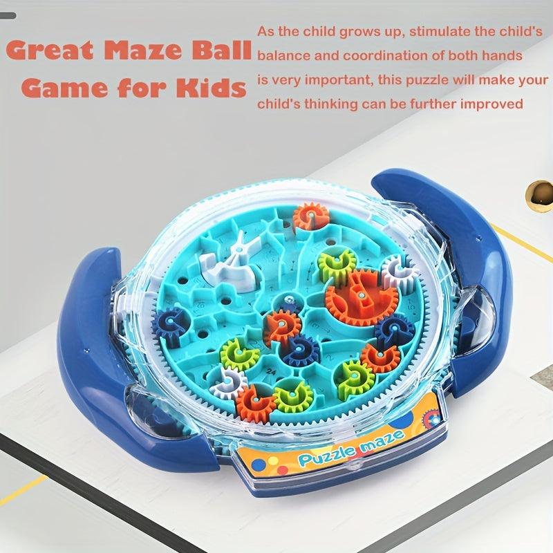 Kids Ball Maze Toy Gear Control Built in Steel Bullet Beads Challenge Game