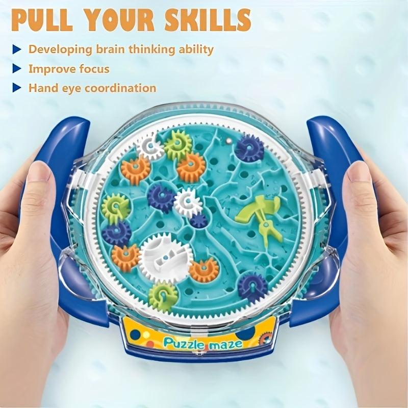 Kids Ball Maze Toy Gear Control Built in Steel Bullet Beads Challenge Game