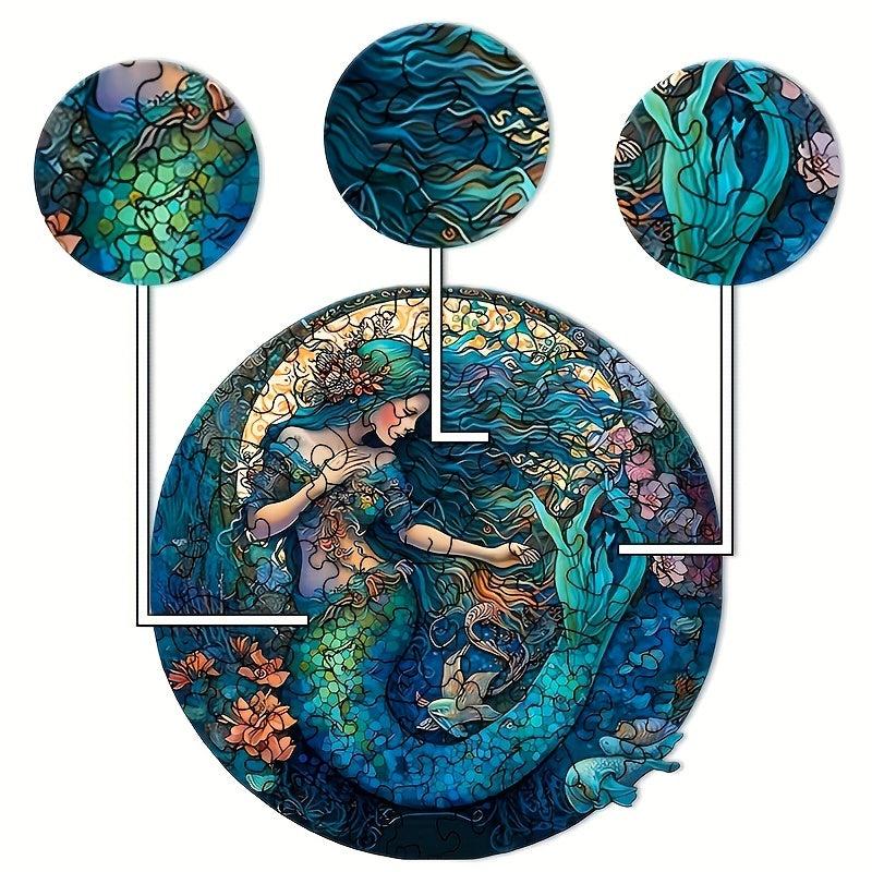 Wooden Mermaid Puzzle Creative Gift for Kids & Adults