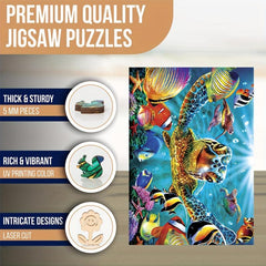 Sea World Wooden Jigsaw Puzzle Art Unique Animal Shaped Pieces DIY Fun Toy Gift