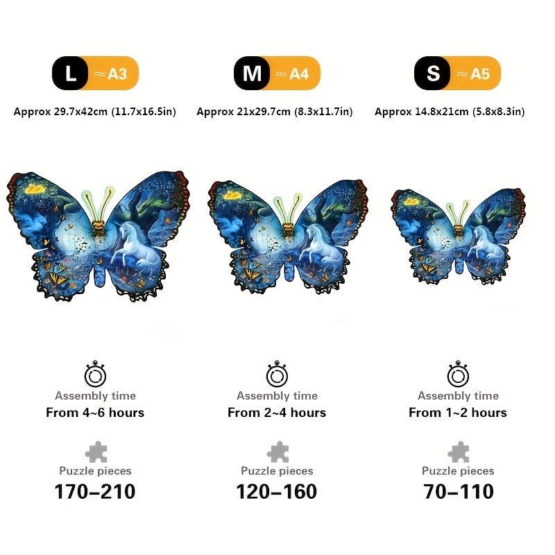 Butterfly Wooden Jigsaw Puzzle for Adults & 12 Years - Unique Animal Shapes