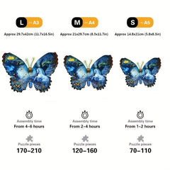 Butterfly Wooden Jigsaw Puzzle for Adults & 12 Years - Unique Animal Shapes