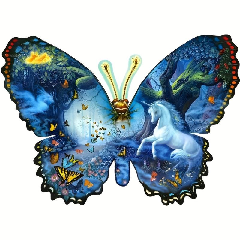 Butterfly Wooden Jigsaw Puzzle for Adults & 12 Years - Unique Animal Shapes