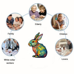 Rabbit Wooden Puzzle Decompression Toy Home Decoration Painting