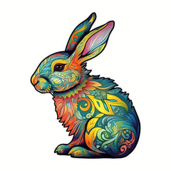 Rabbit Wooden Puzzle Decompression Toy Home Decoration Painting