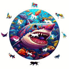 Shark Eating Fish Wooden Puzzle Animal Puzzle For Adult