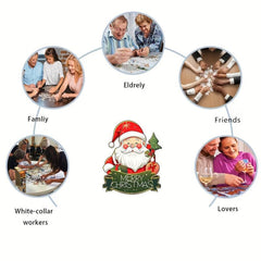Santa Claus Wooden Puzzle Art Christmas Theme Shaped Pieces Jigsaw Puzzles Toys