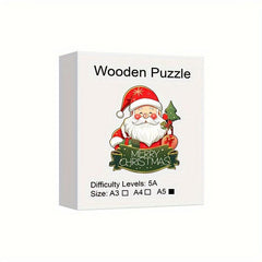 Santa Claus Wooden Puzzle Art Christmas Theme Shaped Pieces Jigsaw Puzzles Toys