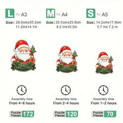 Santa Claus Wooden Puzzle Art Christmas Theme Shaped Pieces Jigsaw Puzzles Toys