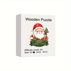 Santa Claus Wooden Puzzle Art Christmas Theme Shaped Pieces Jigsaw Puzzles Toys