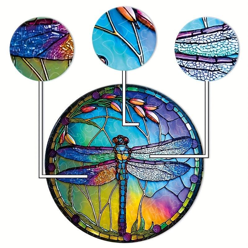 Dragonfly Wooden Jigsaw Puzzle Creative Landscaping Gift Bar Decor