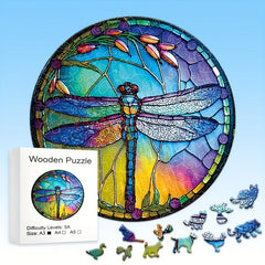 Dragonfly Wooden Jigsaw Puzzle Creative Landscaping Gift Bar Decor