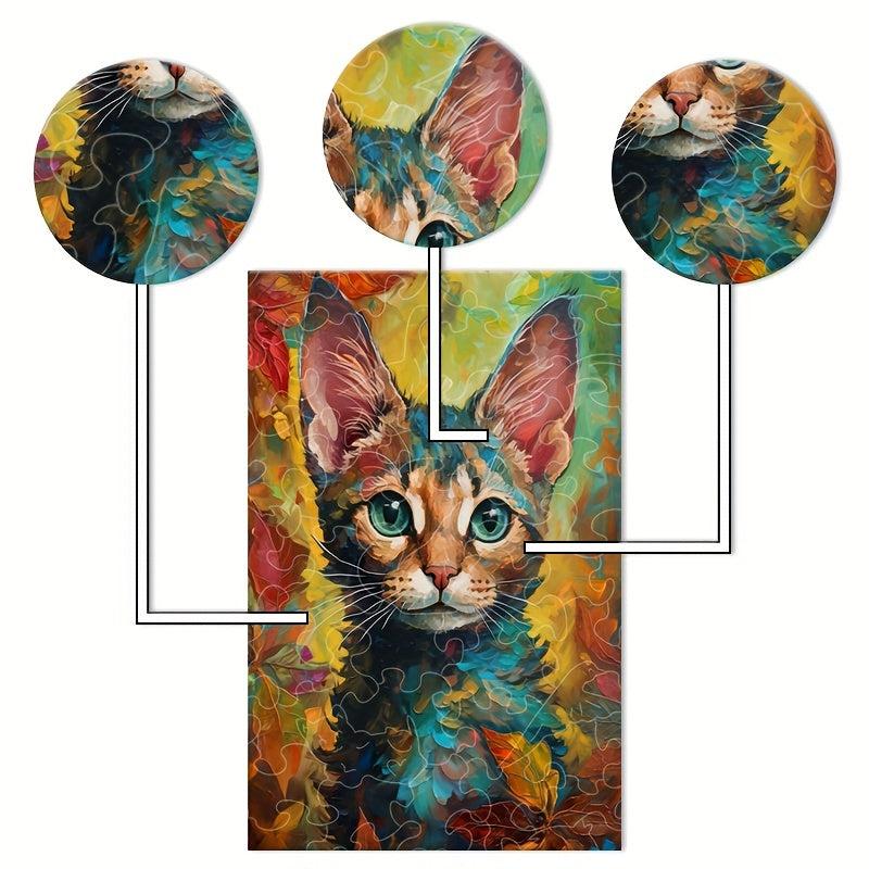 Cat Wooden Puzzle Irregular Animal Shaped Jigsaw Puzzle