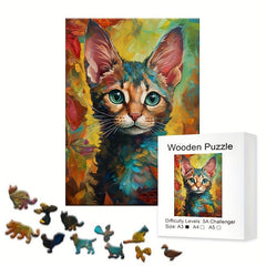 Cat Wooden Puzzle Irregular Animal Shaped Jigsaw Puzzle