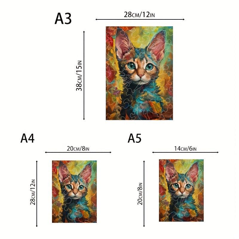 Cat Wooden Puzzle Irregular Animal Shaped Jigsaw Puzzle