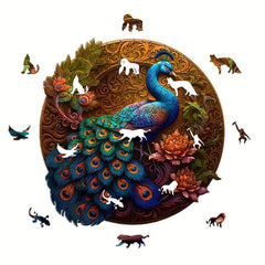 Peacock Peony Wooden Puzzle Special Shaped Animal Puzzle Toy