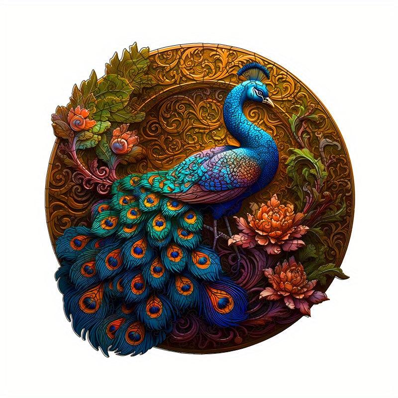 Peacock Peony Wooden Puzzle Special Shaped Animal Puzzle Toy