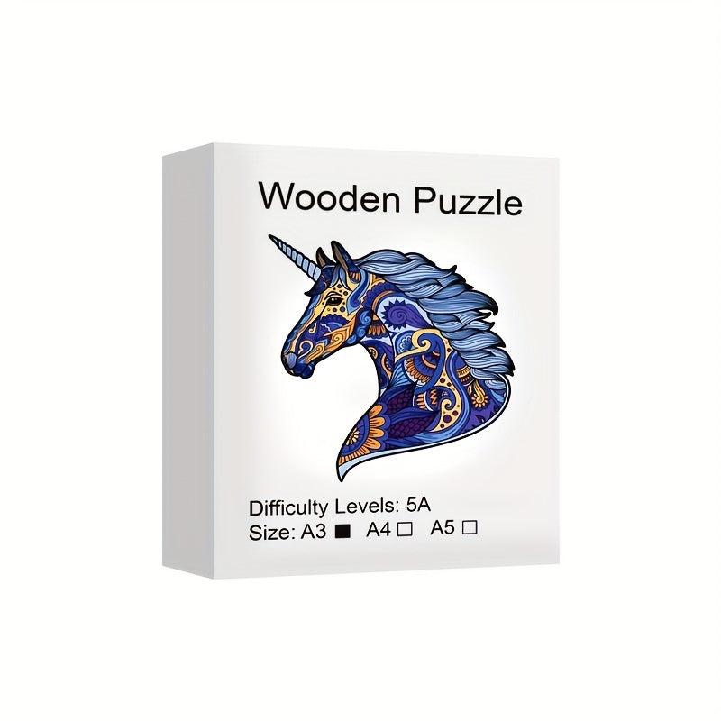 Wooden Unicorn Animal Puzzle Toy Gift Wrap Adult Children