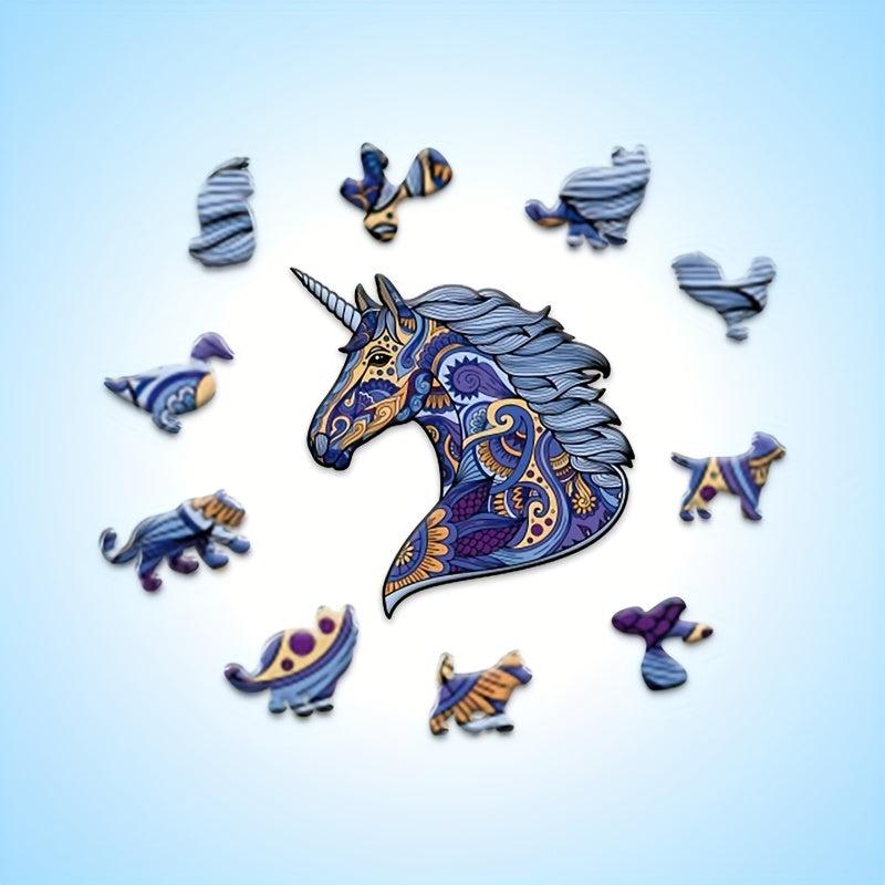 Wooden Unicorn Animal Puzzle Toy Gift Wrap Adult Children