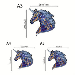 Wooden Unicorn Animal Puzzle Toy Gift Wrap Adult Children