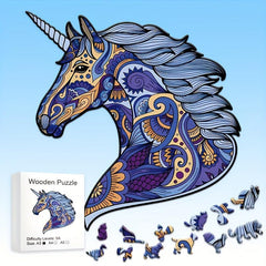 Wooden Unicorn Animal Puzzle Toy Gift Wrap Adult Children