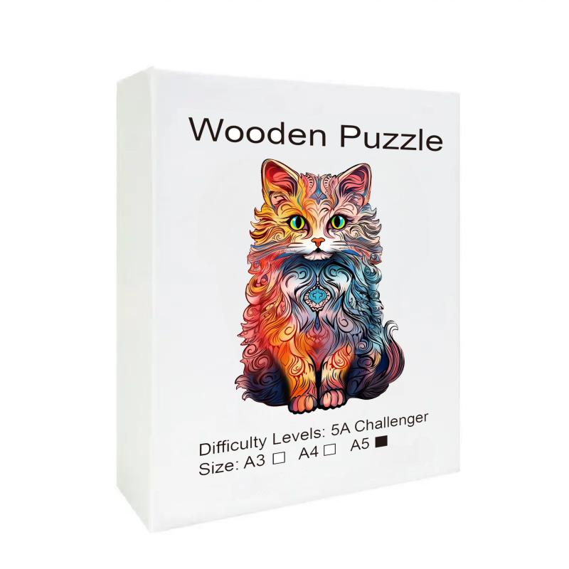 Persian Cat Wooden Puzzle Advanced Players Creative Shapes Birthday Gift