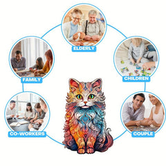 Persian Cat Wooden Puzzle Advanced Players Creative Shapes Birthday Gift