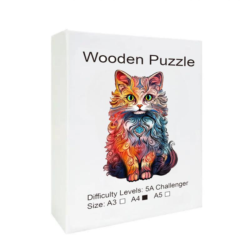 Persian Cat Wooden Puzzle Advanced Players Creative Shapes Birthday Gift