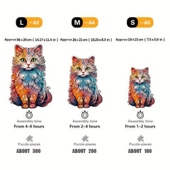 Persian Cat Wooden Puzzle Advanced Players Creative Shapes Birthday Gift