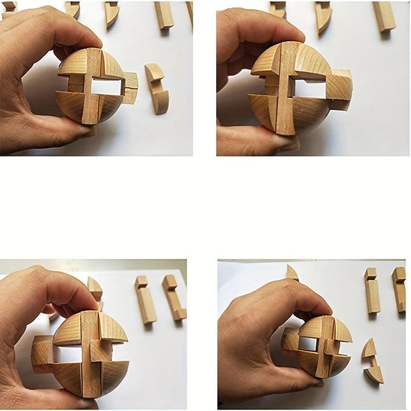 Wooden Puzzle Magic Ball Brain Teaser Toy Game Sphere Puzzle
