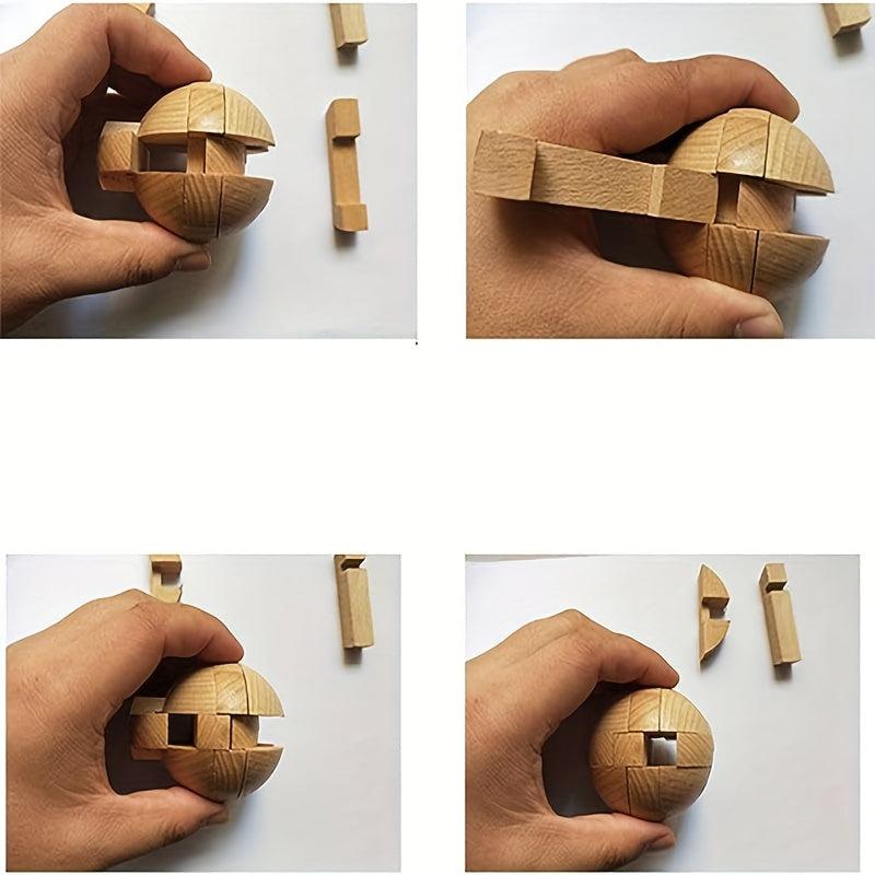 Wooden Puzzle Magic Ball Brain Teaser Toy Game Sphere Puzzle